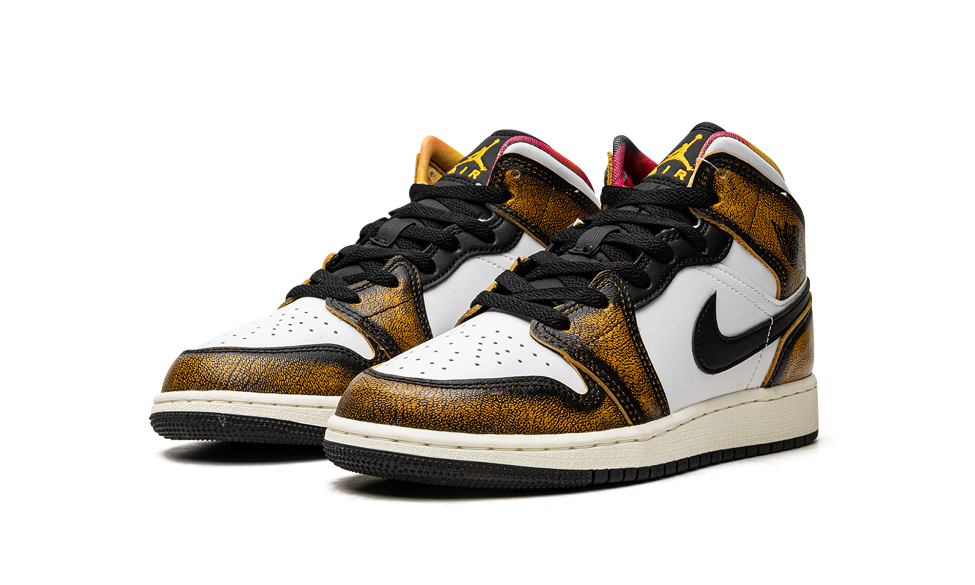jordan 1 mid se orange wear away gs+DQ8418-071+diagnol left view