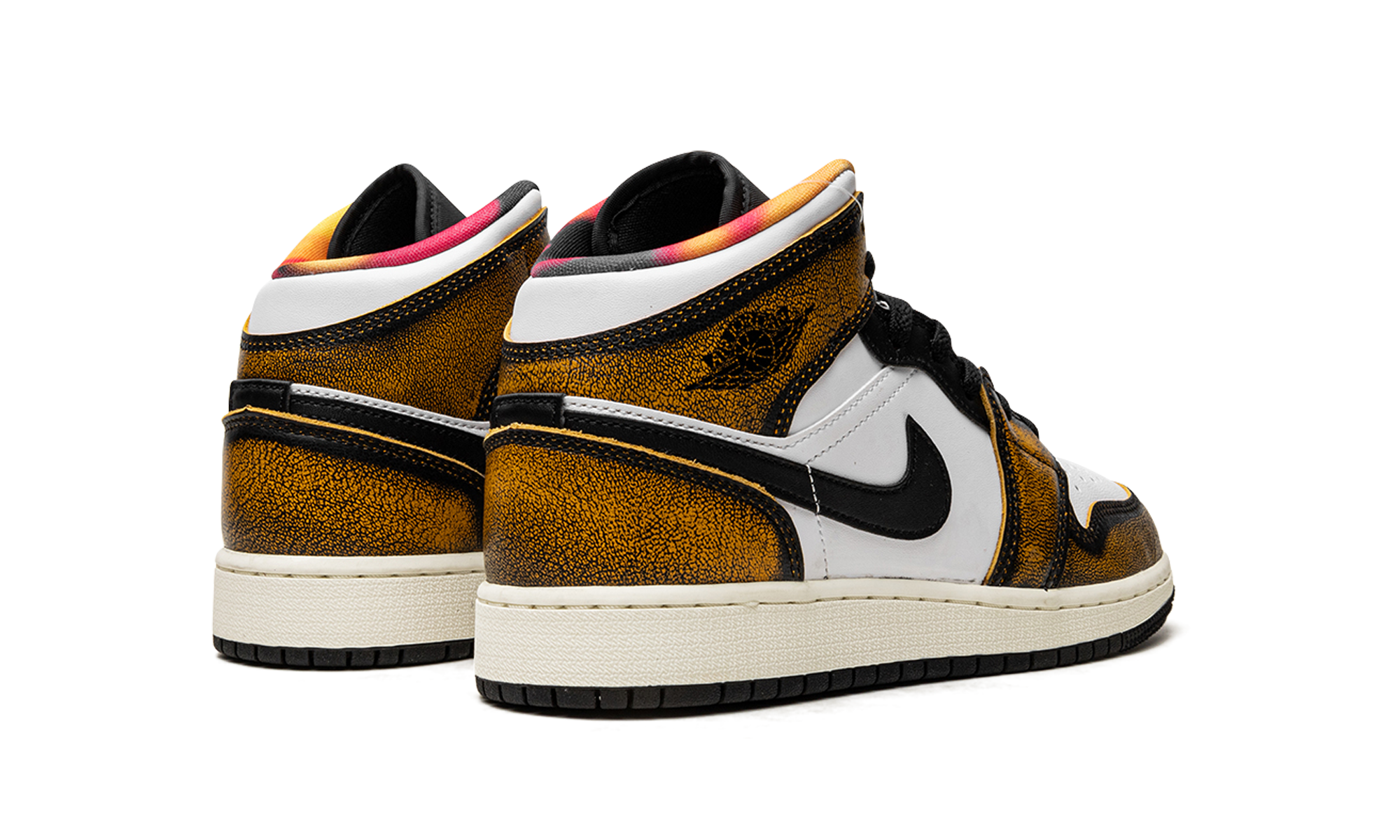 jordan 1 mid se orange wear away gs+DQ8418-071+diagnol right behind view