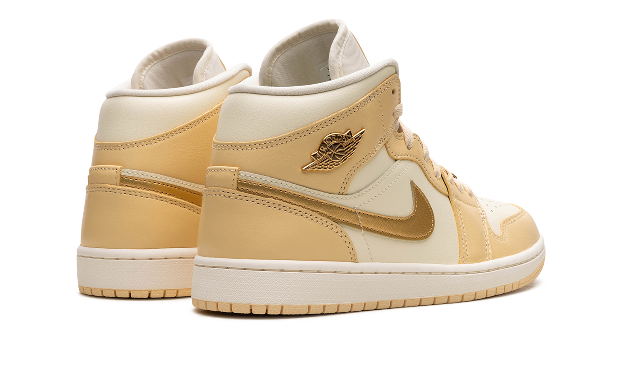 jordan 1 mid se pale vanilla metallic gold women s+FB9892-200+diagnol right behind view