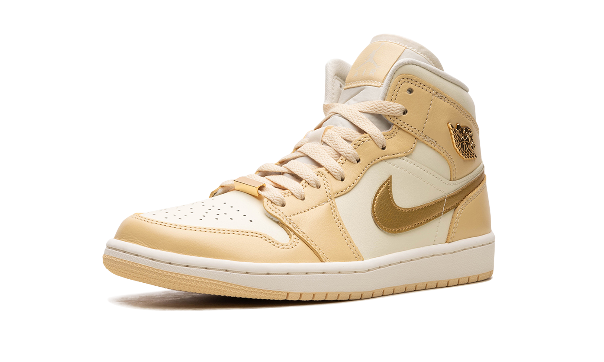 jordan 1 mid se pale vanilla metallic gold women s+FB9892-200+left diagnol single view