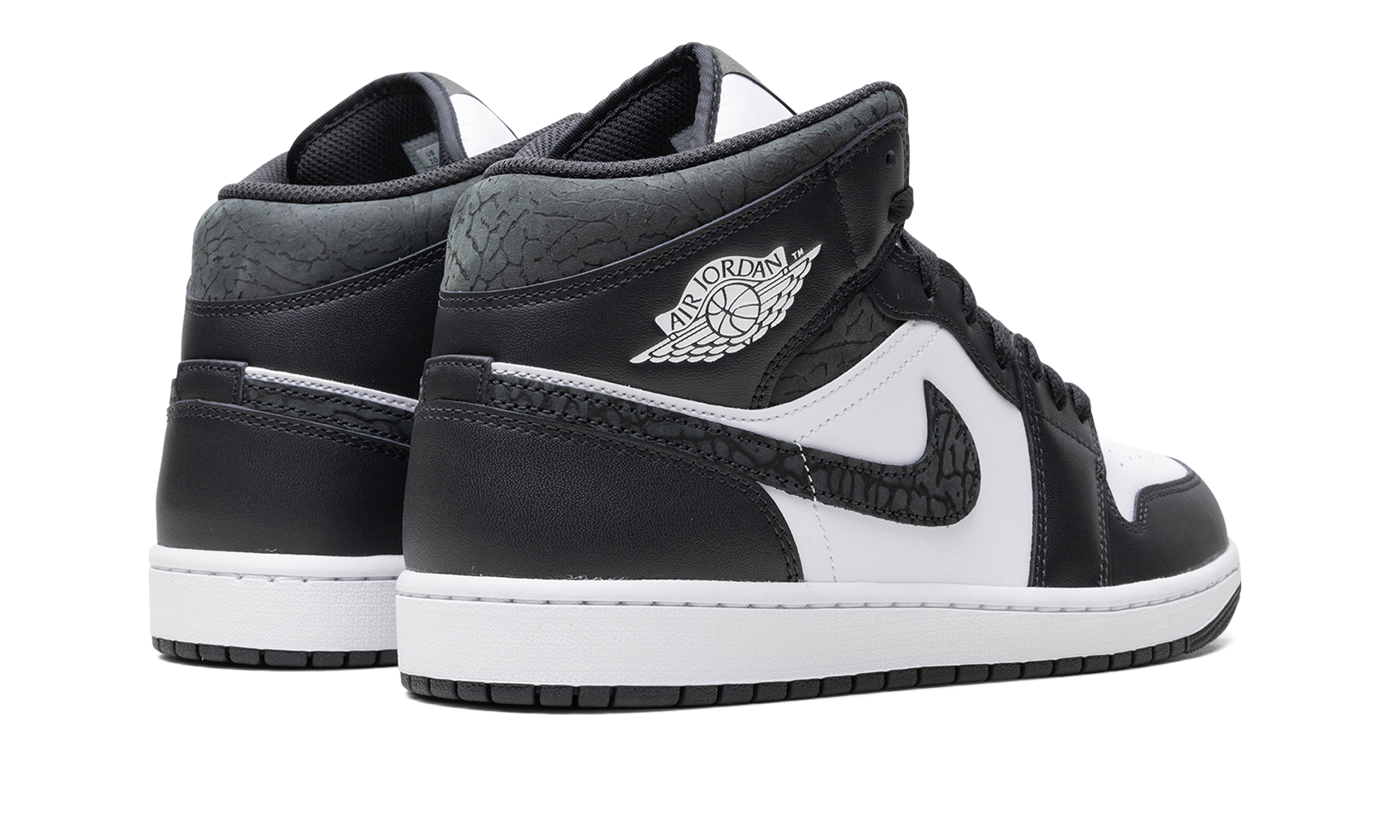 jordan 1 mid se panda elephant+FB9911-001+diagnol right behind view