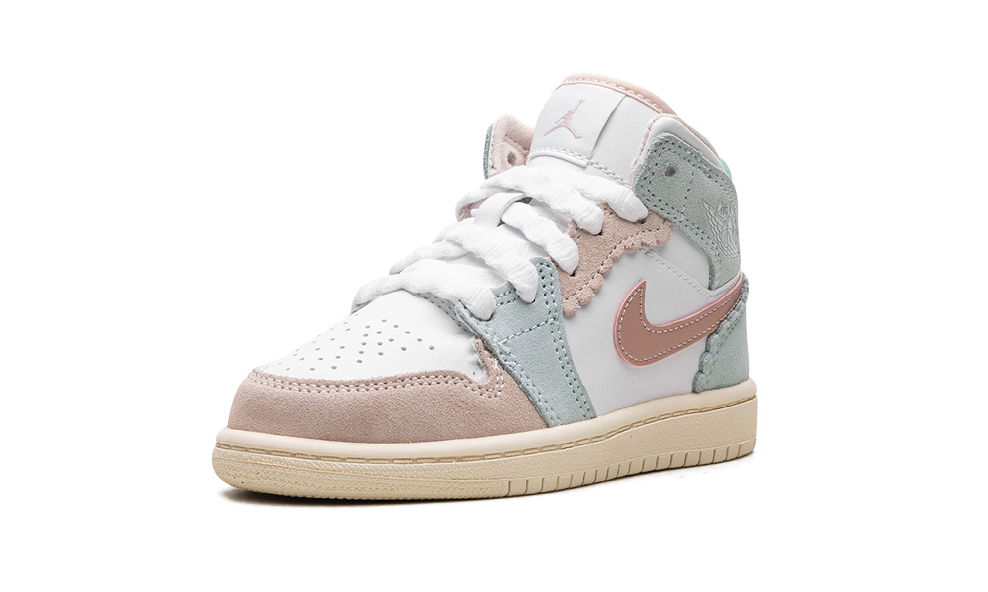 jordan 1 mid se pink oxford ps+DZ5359-100+left diagnol single view
