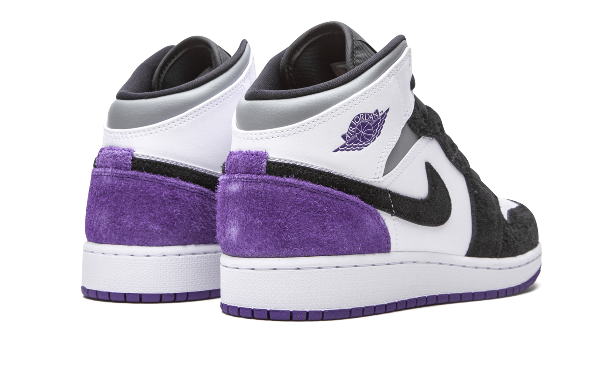 jordan 1 mid se purple gs+BQ6931-105+diagnol right behind view