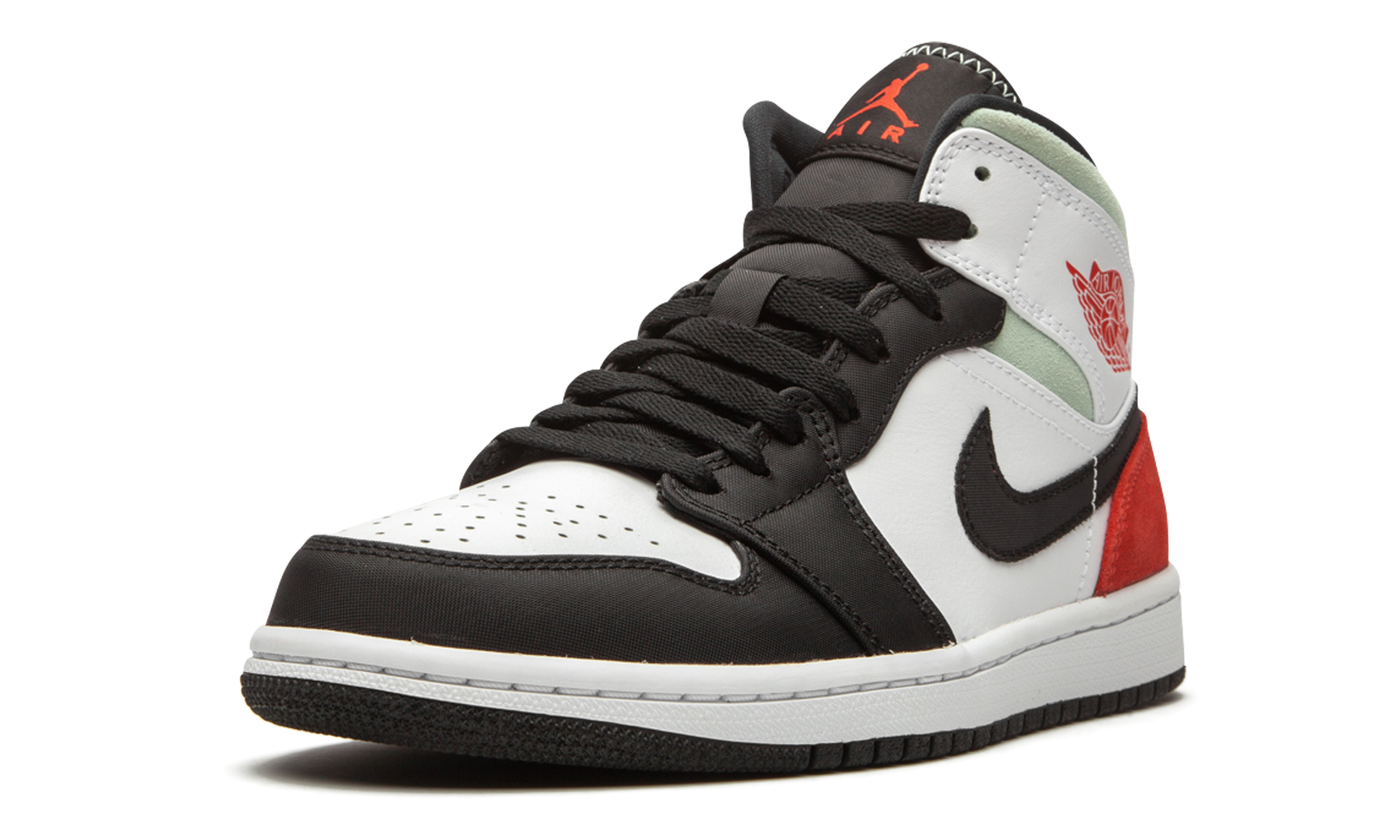 jordan 1 mid se red black toe+852542-100+left diagnol single view