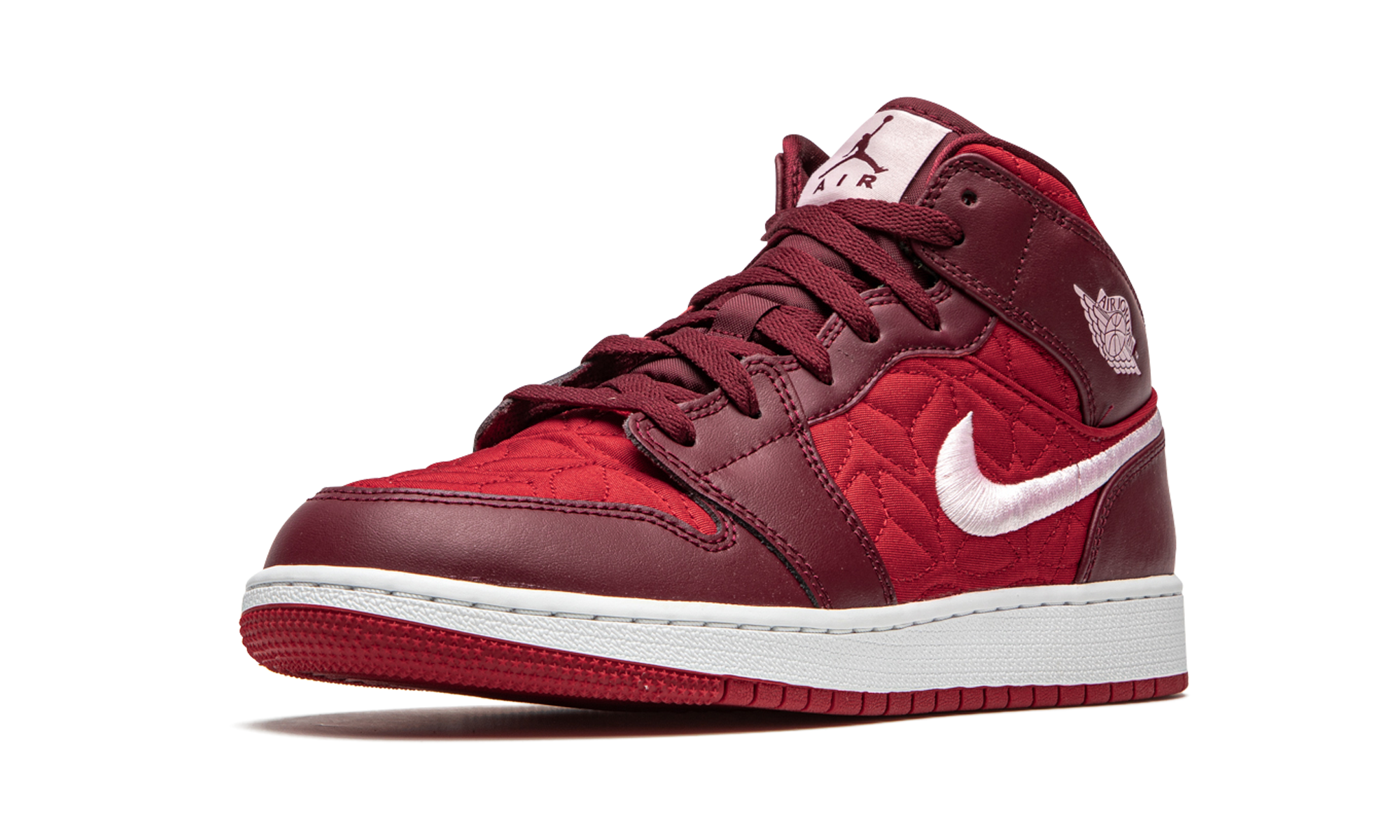 jordan 1 mid se red quilt gs+AV5174-600+left diagnol single view