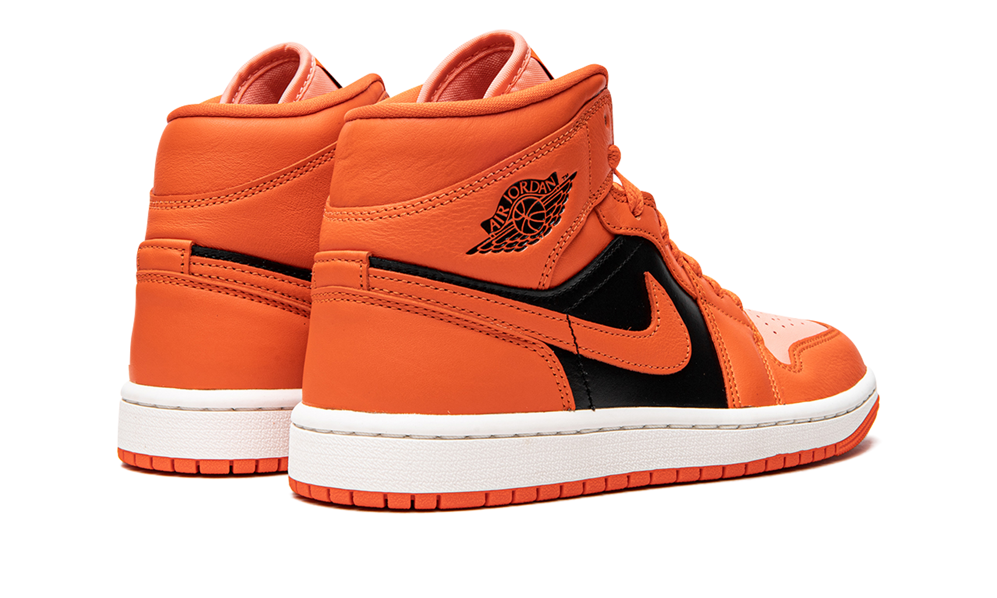 jordan 1 mid se rush orange crimson bliss women s+DM3381-600+diagnol right behind view