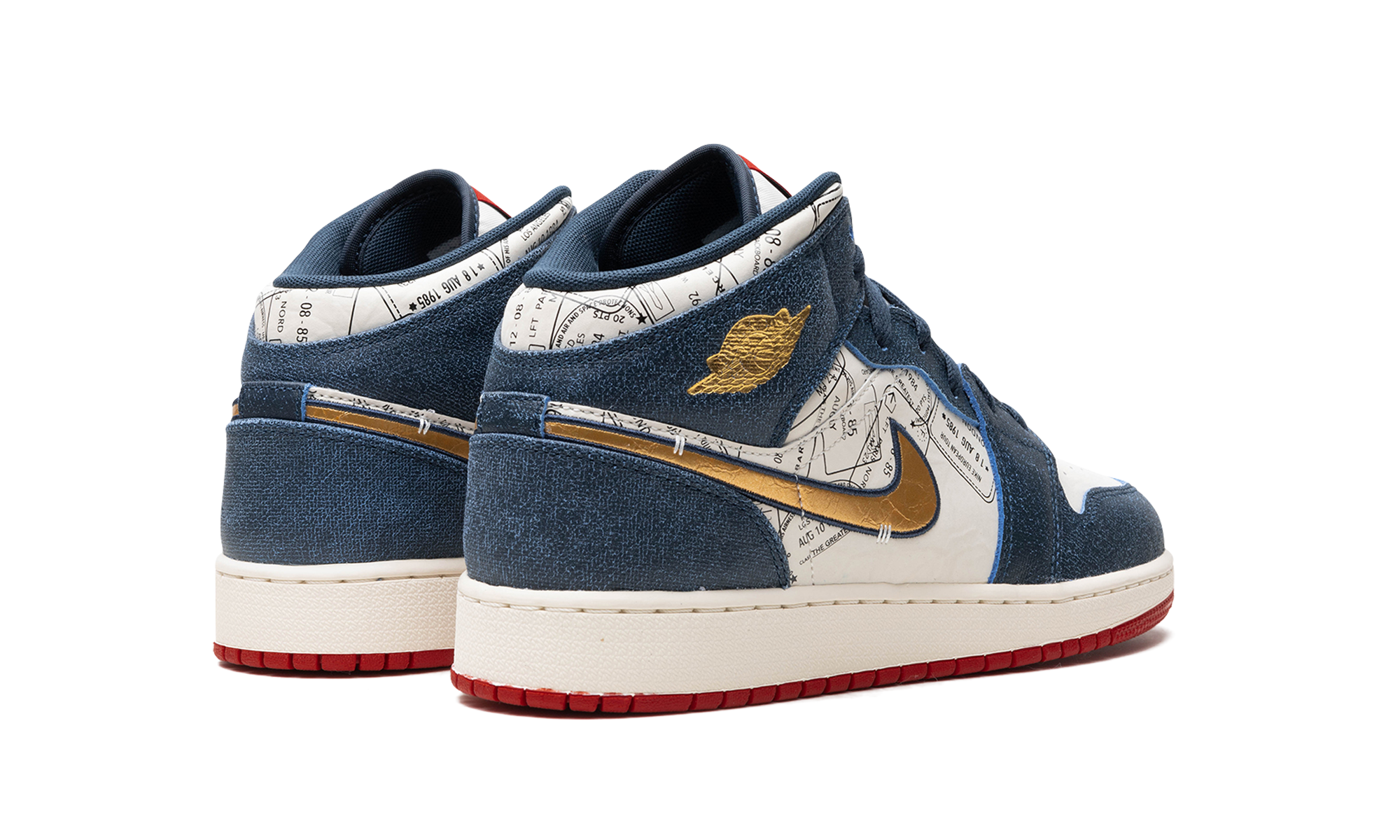 jordan 1 mid se take flight gold swoosh gs+FN1353-400+diagnol right behind view