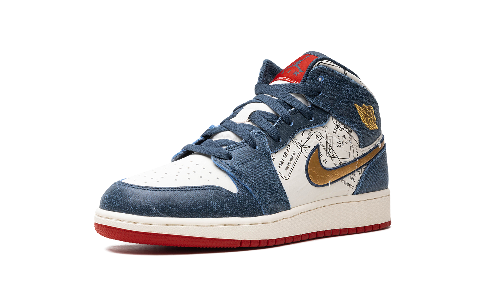 jordan 1 mid se take flight gold swoosh gs+FN1353-400+left diagnol single view