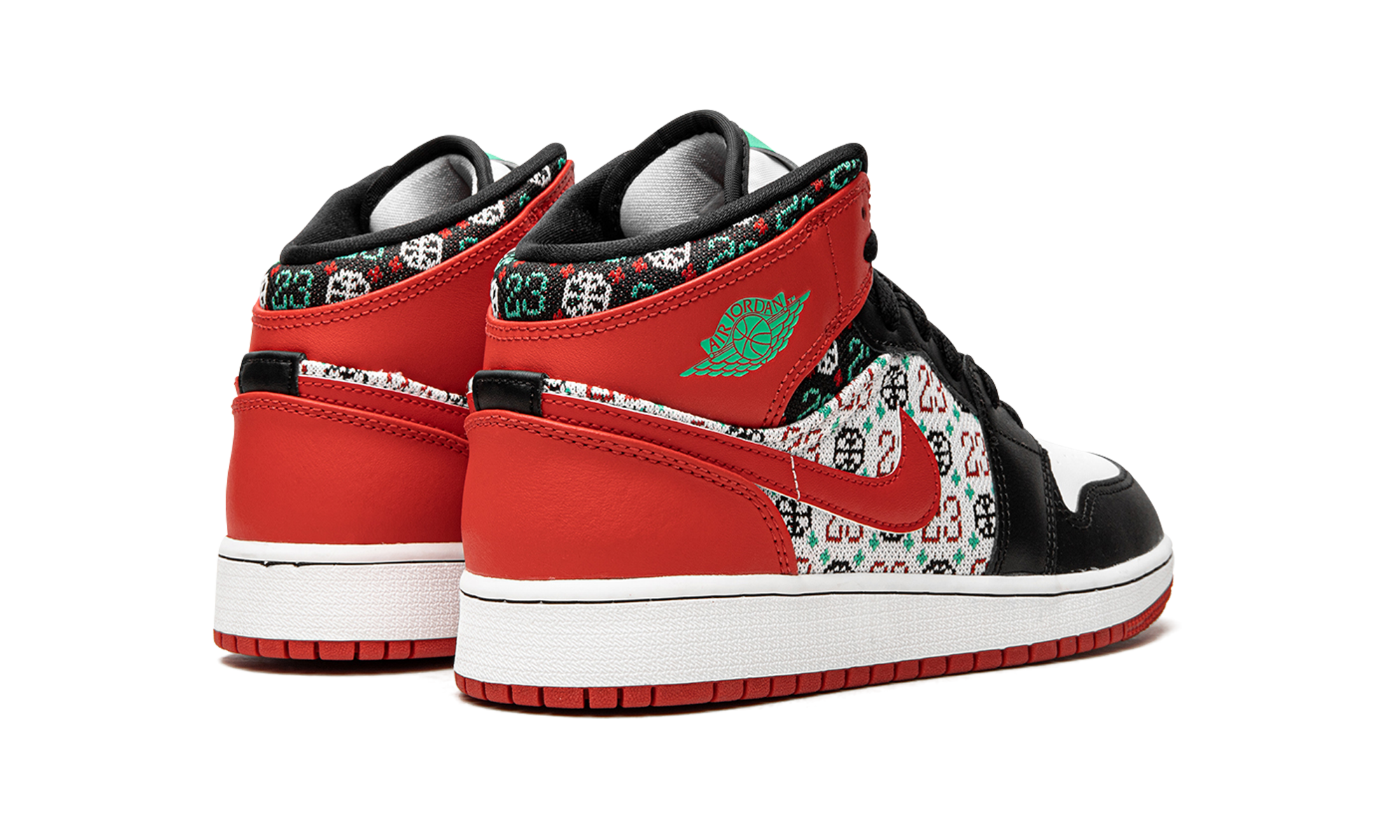 jordan 1 mid se ugly christmas sweater gs+DM1208-150+diagnol right behind view