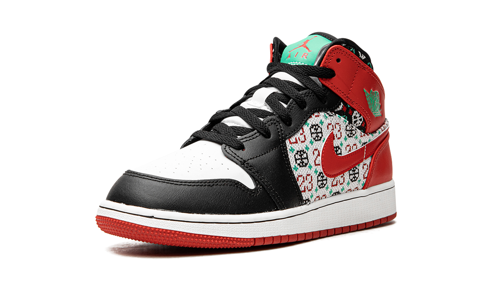 jordan 1 mid se ugly christmas sweater gs+DM1208-150+left diagnol single view