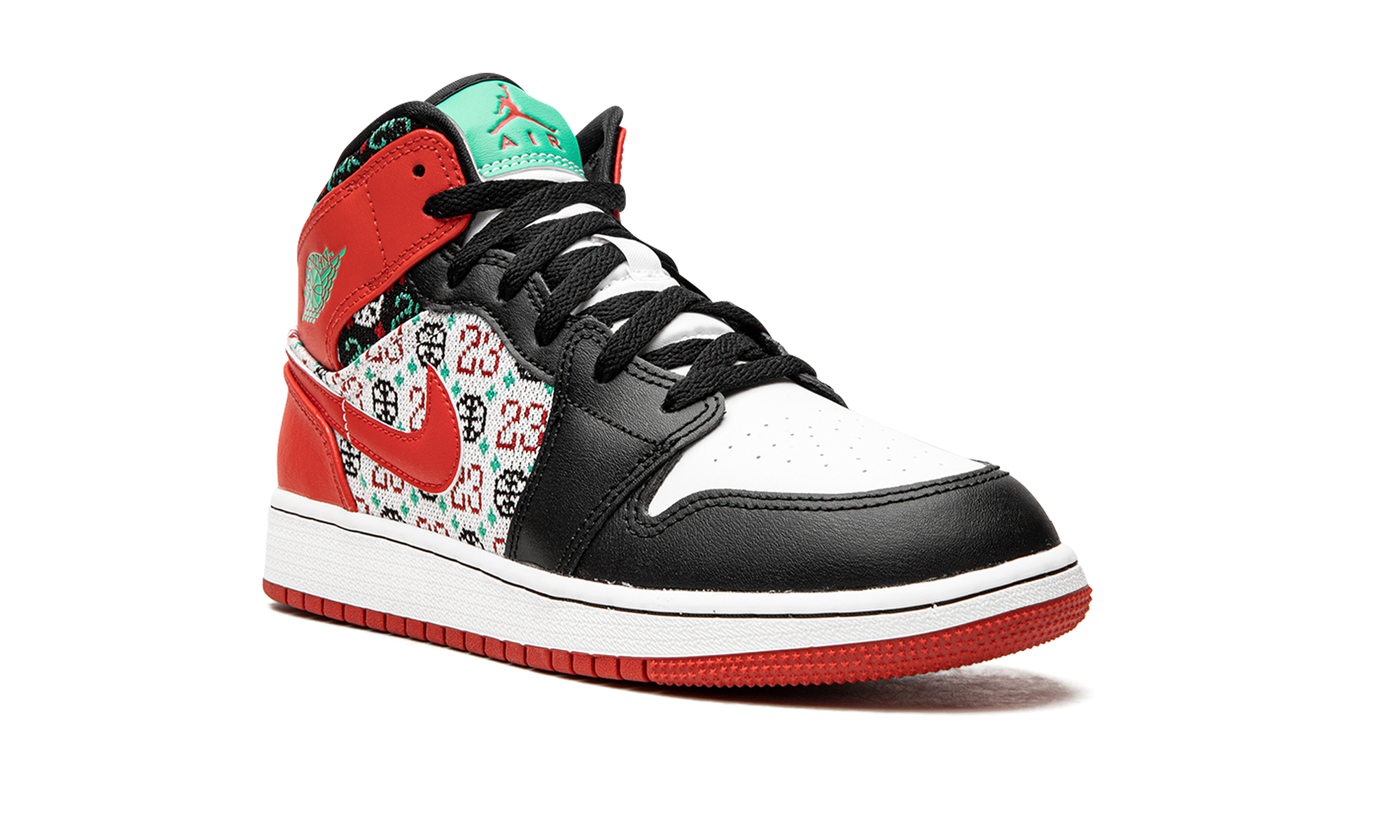 jordan 1 mid se ugly christmas sweater gs+DM1208-150+diagnol right view