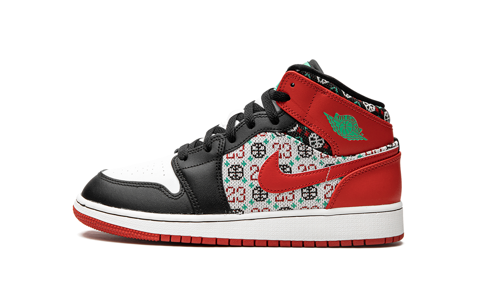jordan 1 mid se ugly christmas sweater gs+DM1208-150+diagnol right view 1