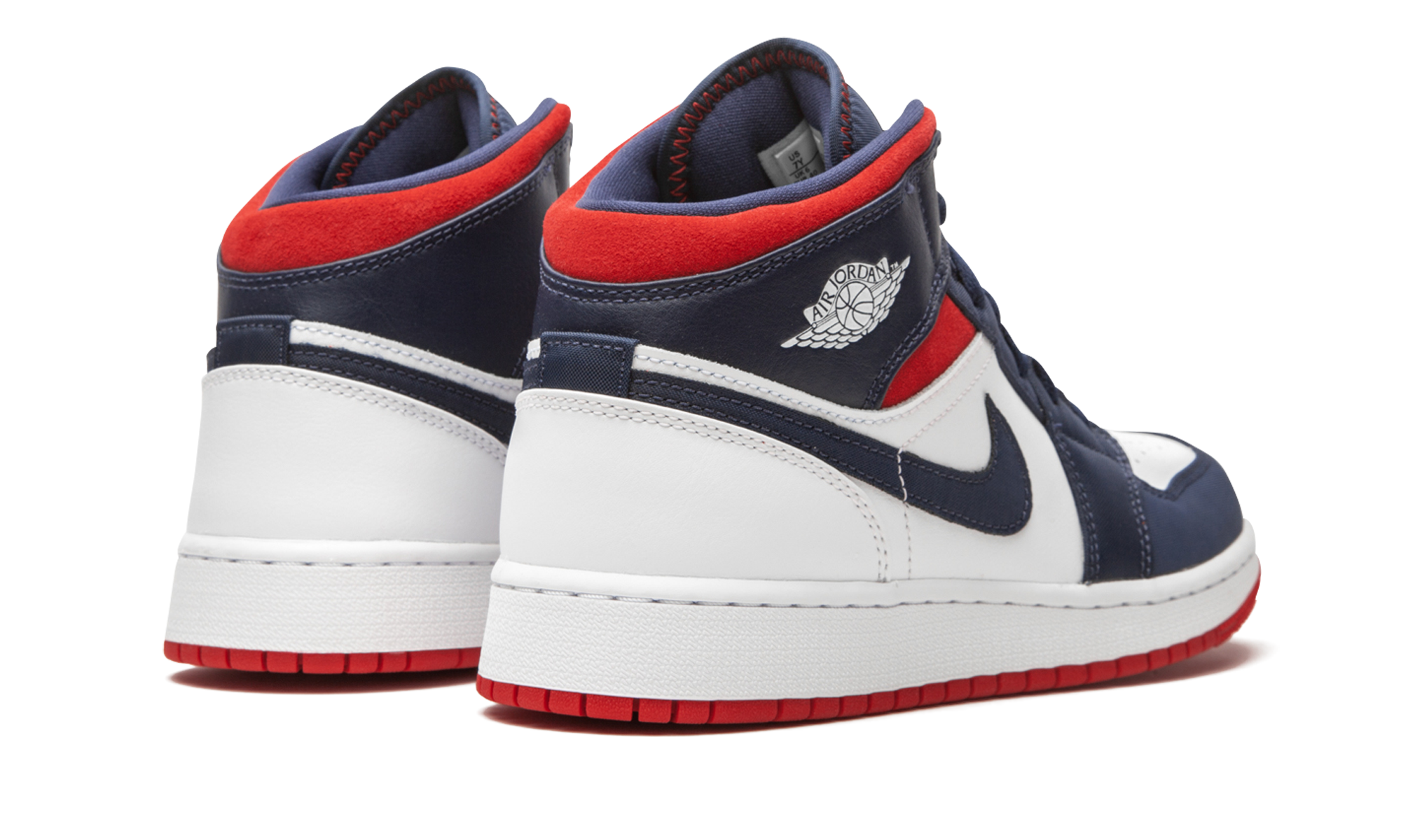 jordan 1 mid se usa gs+BQ6931-104+diagnol right behind view