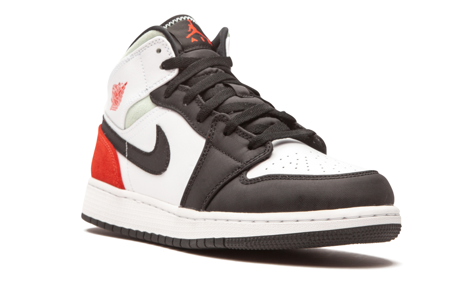 jordan 1 mid se white black red spruce gs+BQ6931-100+diagnol right view