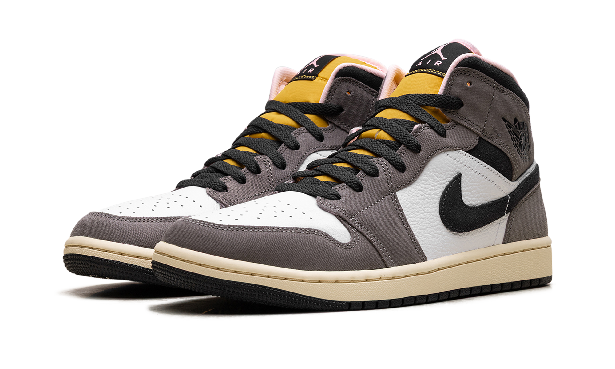 jordan 1 mid se white cave stone+HQ2011-100+diagnol left view