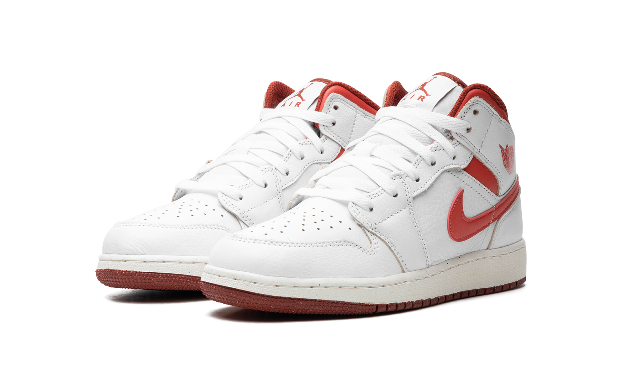 jordan 1 mid se white dune red gs+FJ3464-160+diagnol left view