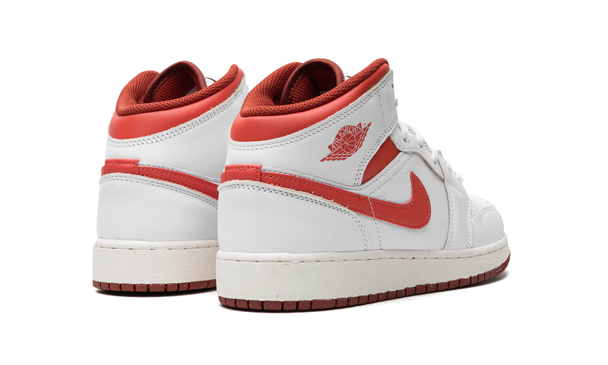 jordan 1 mid se white dune red gs+FJ3464-160+diagnol right behind view