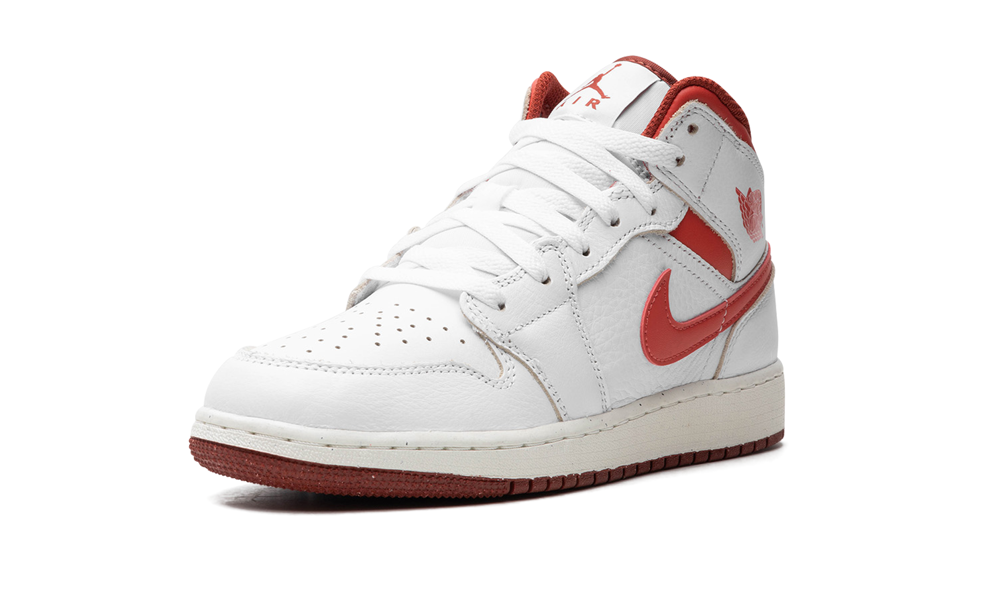 jordan 1 mid se white dune red gs+FJ3464-160+left diagnol single view