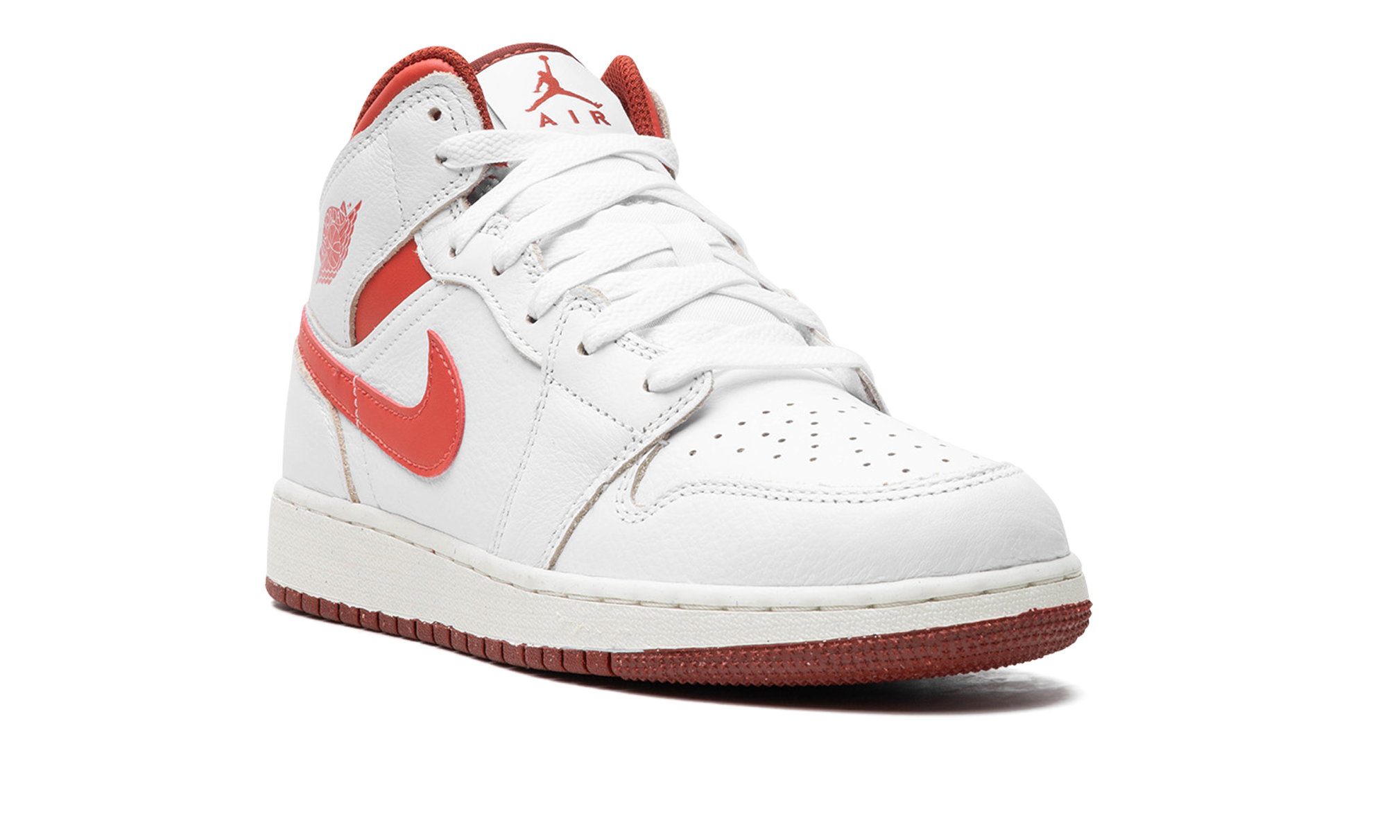 jordan 1 mid se white dune red gs+FJ3464-160+diagnol right view