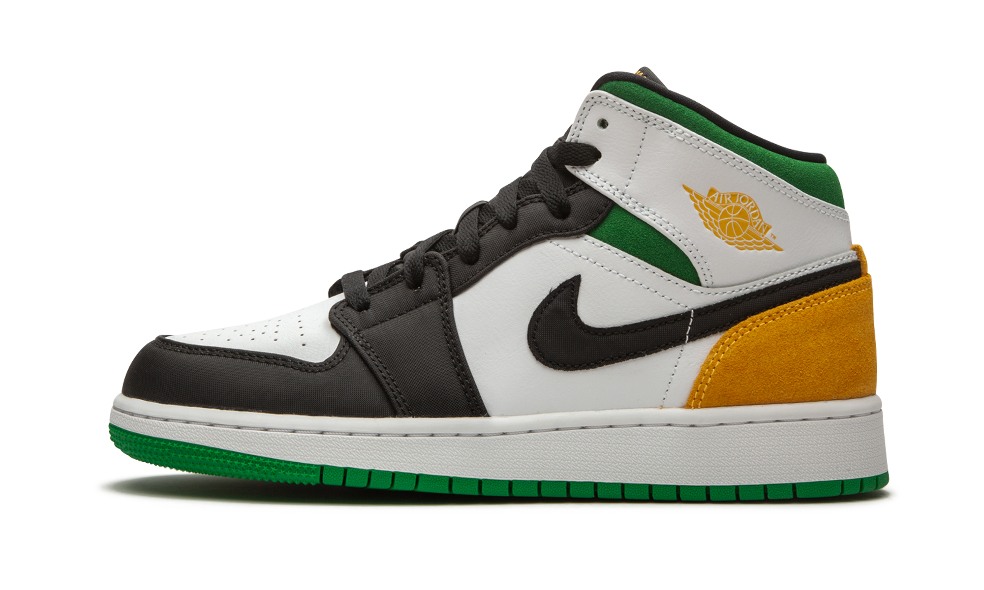 jordan 1 mid se white laser orange lucky green gs+BQ6931-101+diagnol right view 1