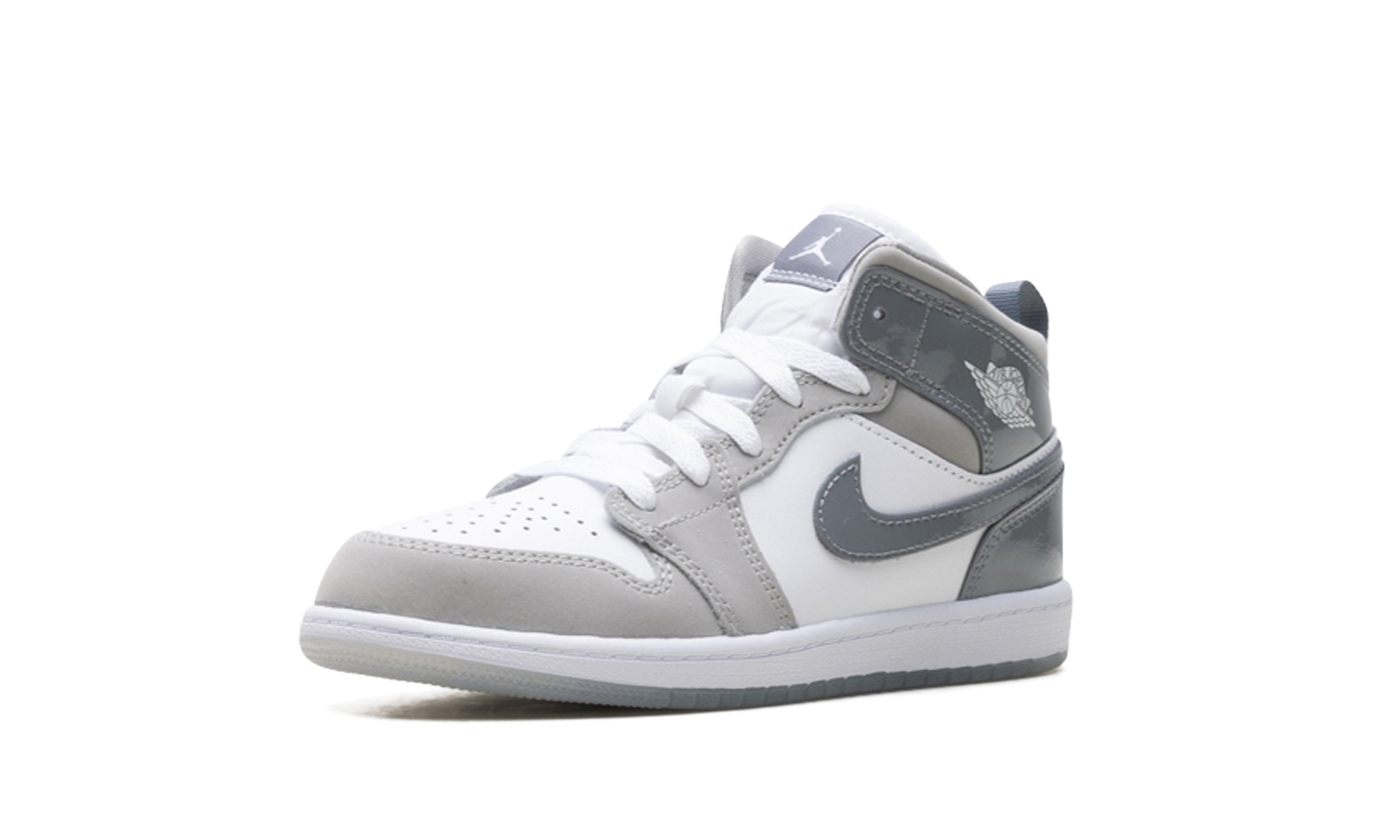 jordan 1 mid se white medium grey cool grey ps+HF3194-100+left diagnol single view