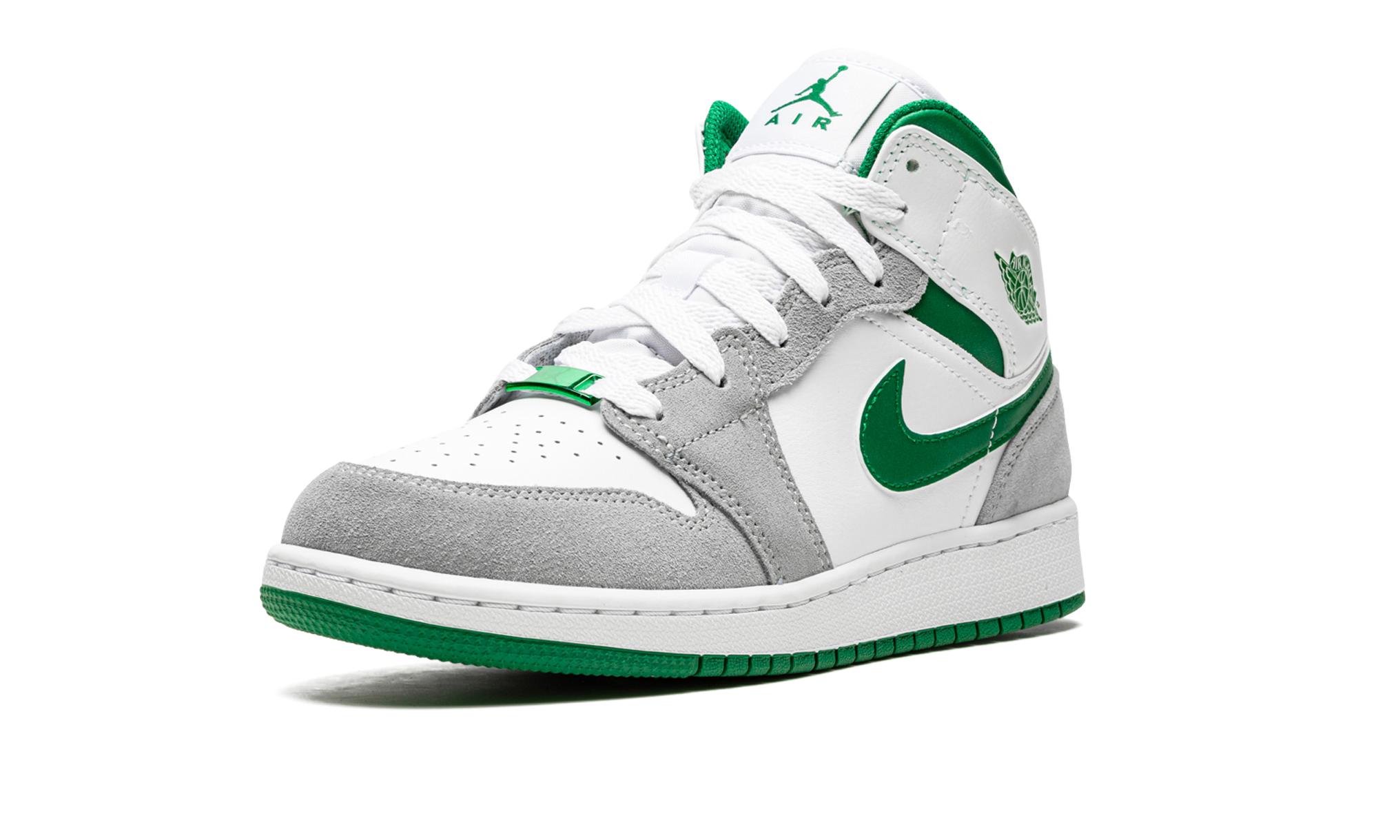 jordan 1 mid se white pine green smoke grey gs+DC7248-103+left diagnol single view