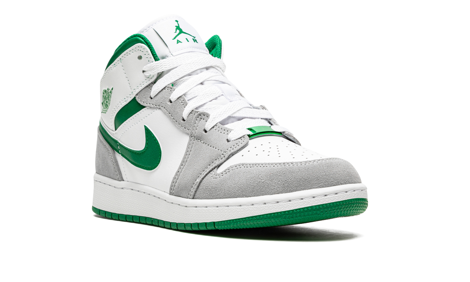jordan 1 mid se white pine green smoke grey gs+DC7248-103+diagnol right view