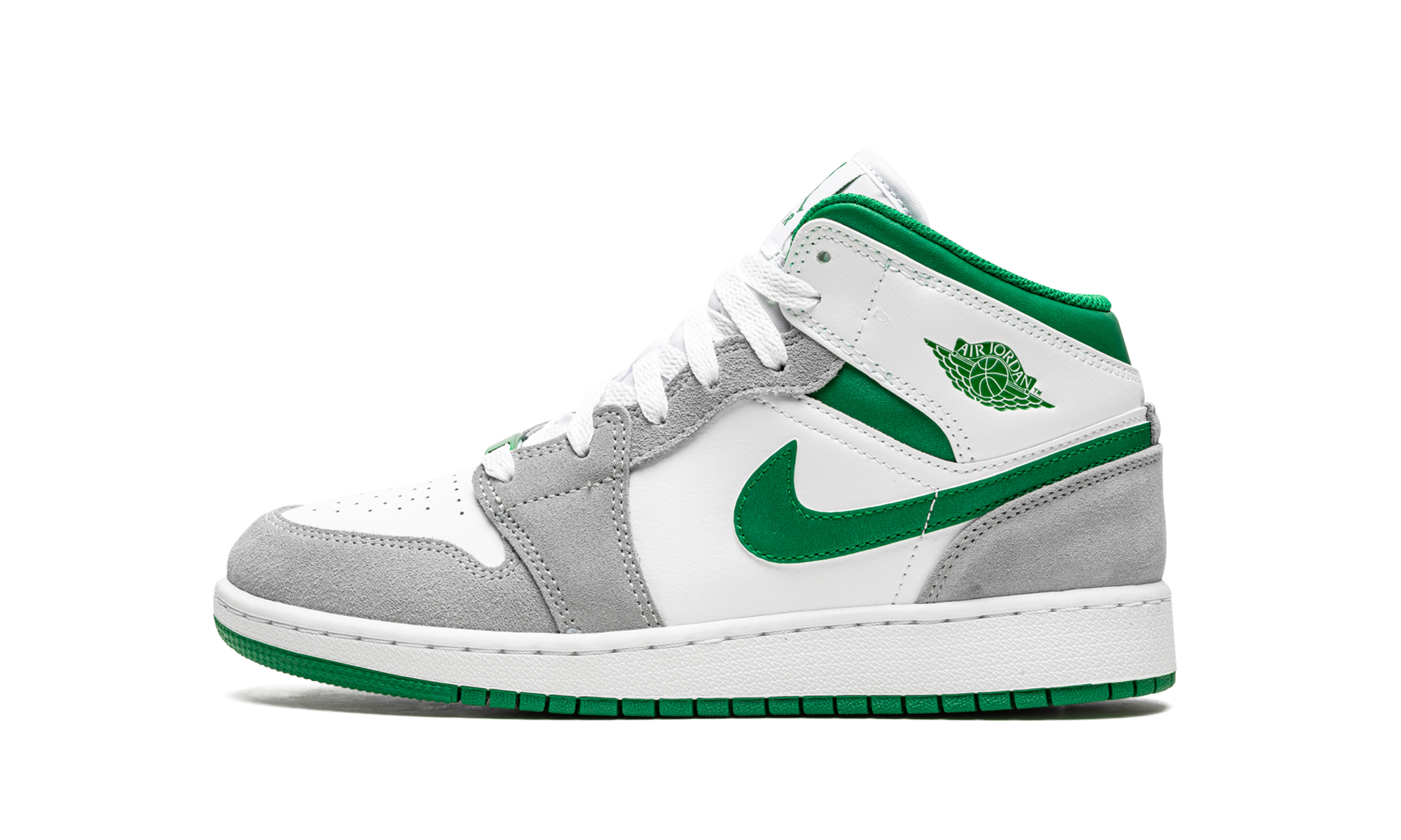 jordan 1 mid se white pine green smoke grey gs+DC7248-103+diagnol right view 1