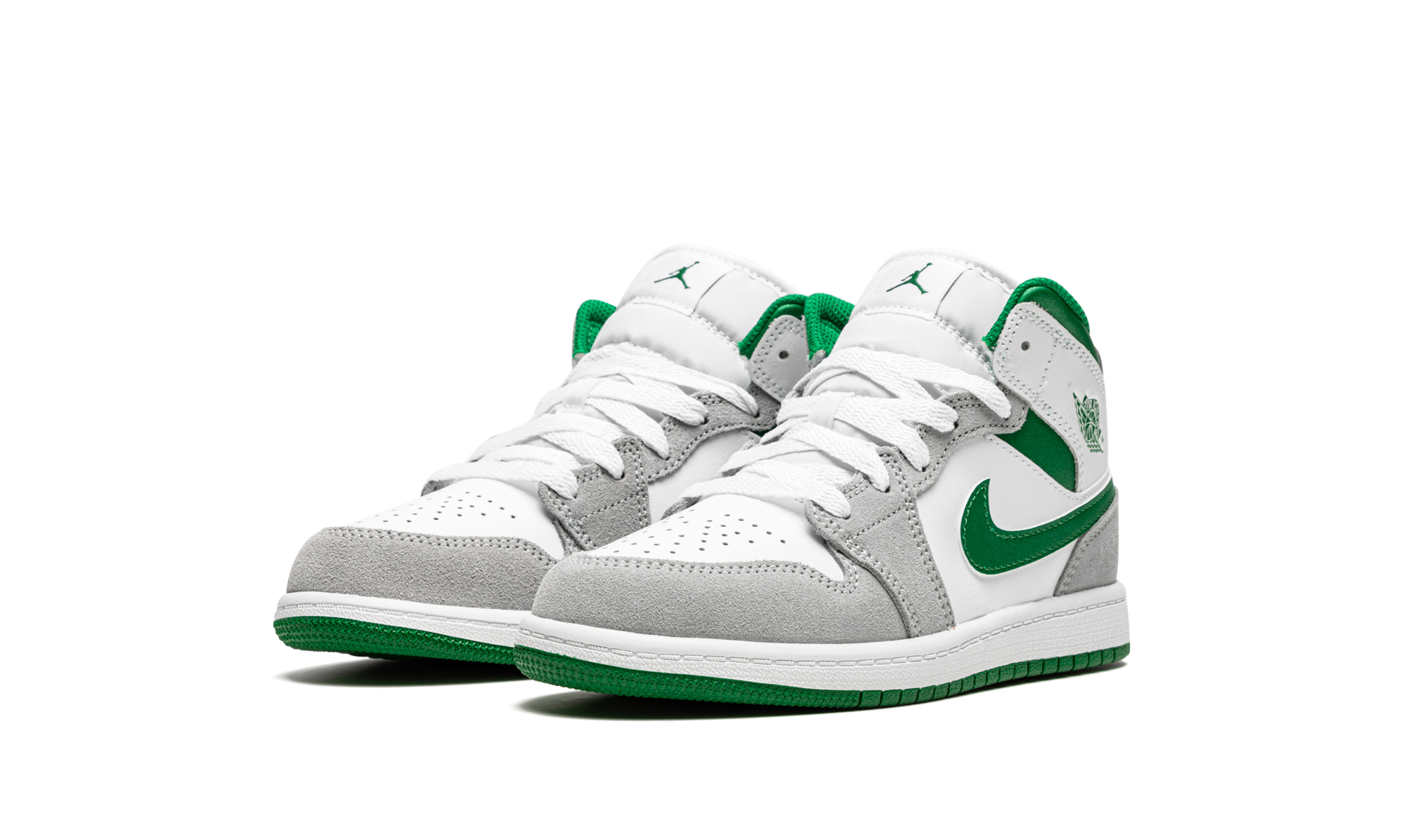 jordan 1 mid se white pine green smoke grey ps+DC7249-103+diagnol left view
