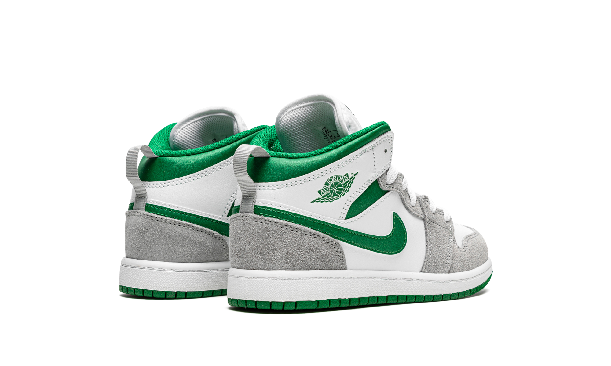 jordan 1 mid se white pine green smoke grey ps+DC7249-103+diagnol right behind view
