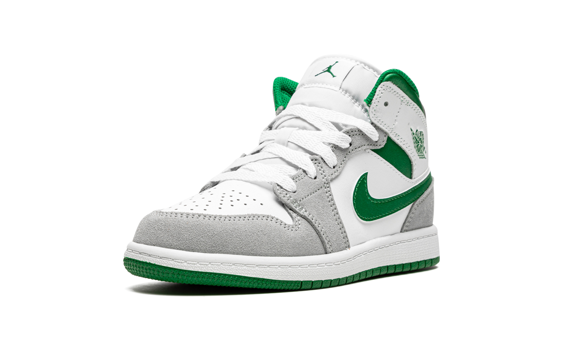 jordan 1 mid se white pine green smoke grey ps+DC7249-103+left diagnol single view