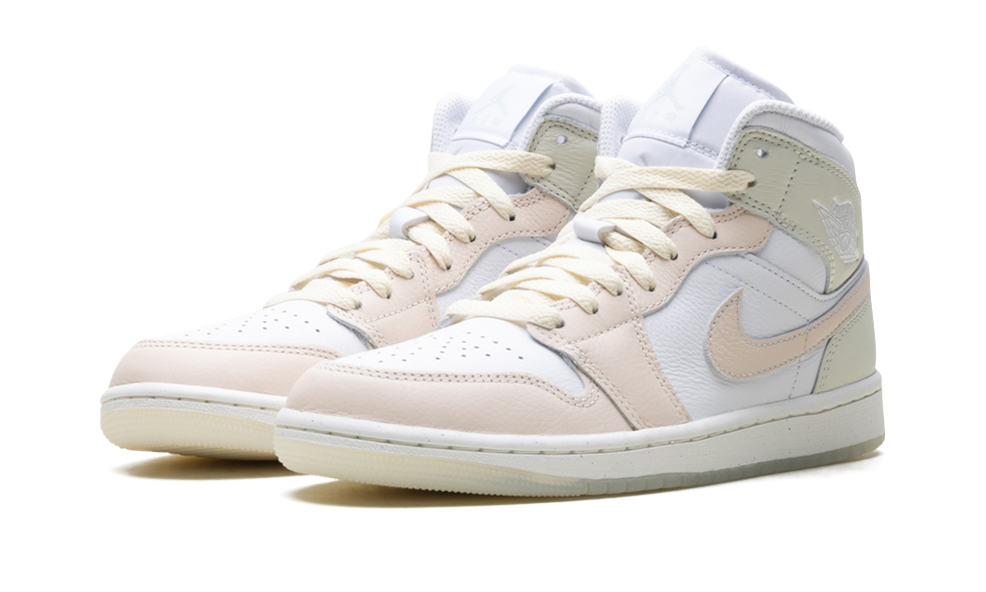 jordan 1 mid se white sea glass glacier blue guava ice+HJ6654-100+diagnol left view