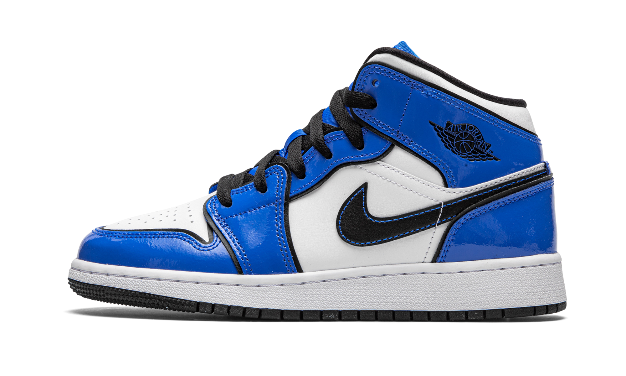 jordan 1 mid signal blue gs+BQ6931-402+diagnol right view 1