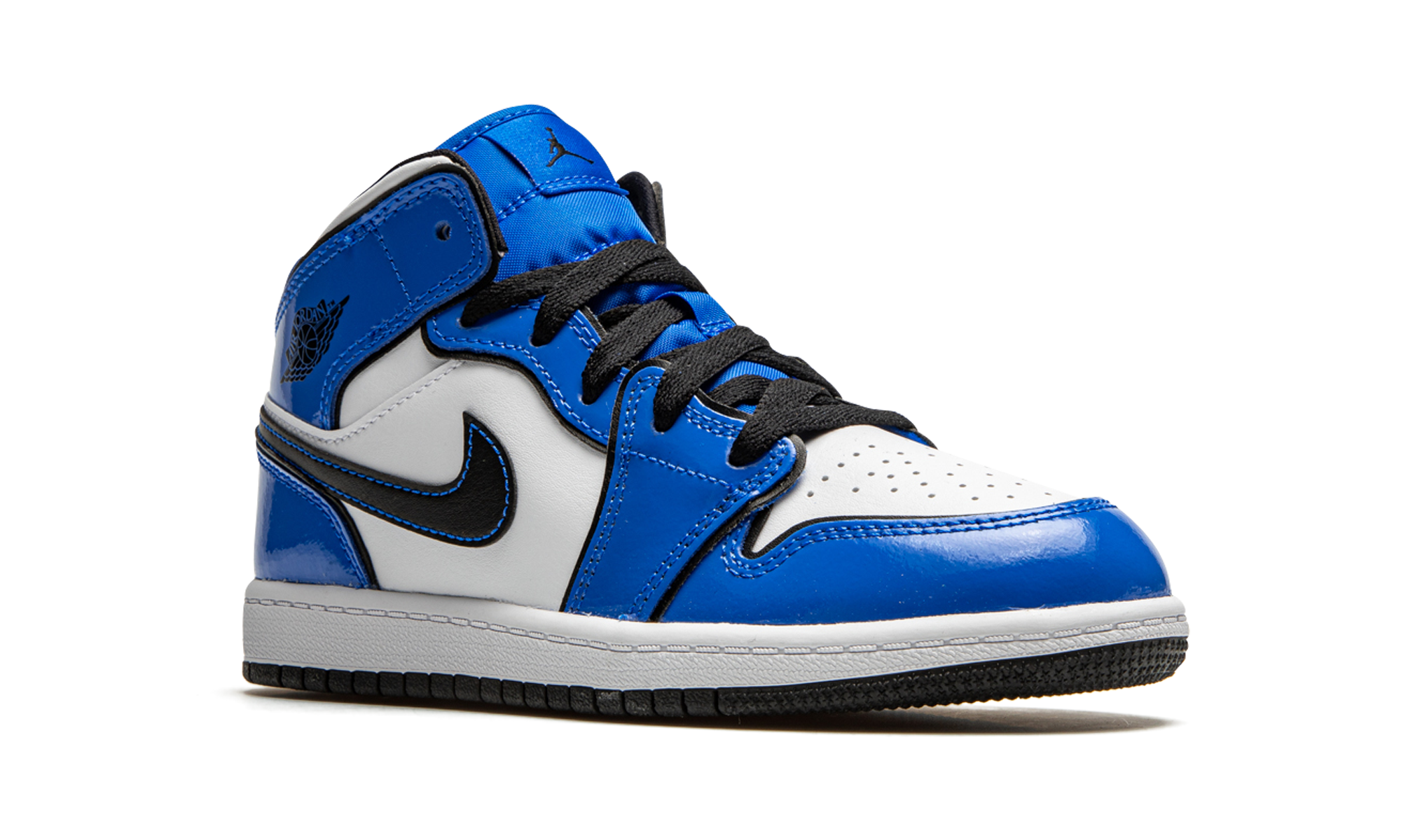 jordan 1 mid signal blue ps+BQ6932-402+diagnol right view