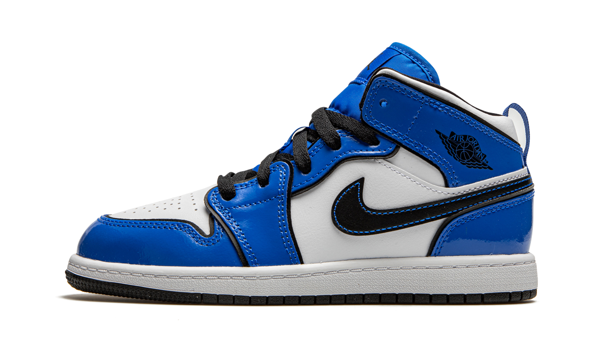 jordan 1 mid signal blue ps+BQ6932-402+diagnol right view 1