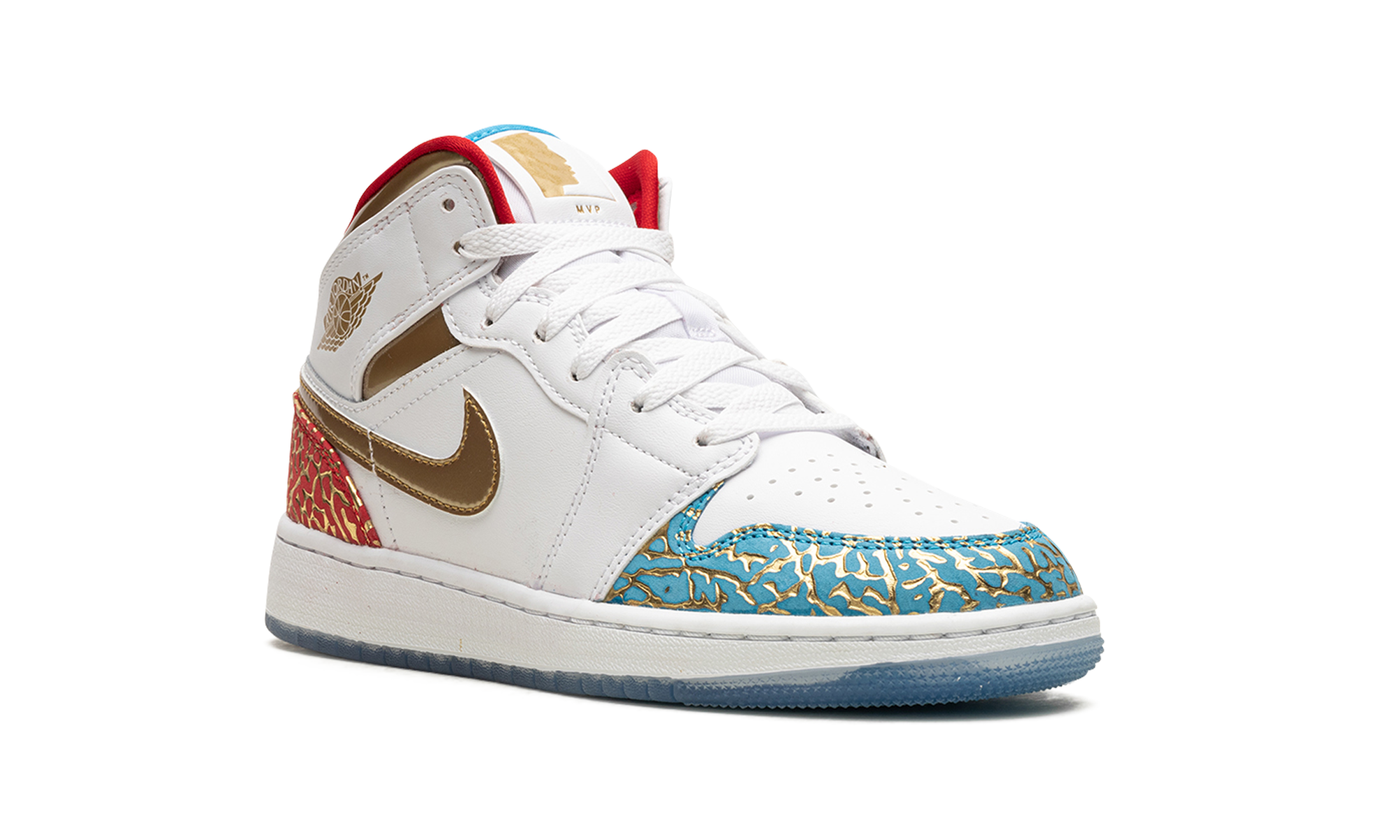 jordan 1 mid sneaker school nc to chicago gs+FB2212-100+diagnol right view