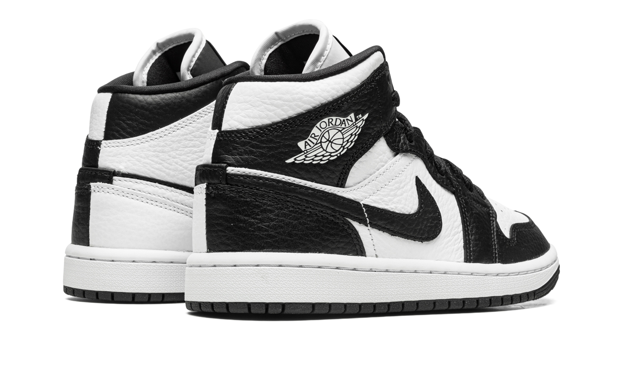 jordan 1 mid split black white women s+DR0501-101+diagnol right behind view