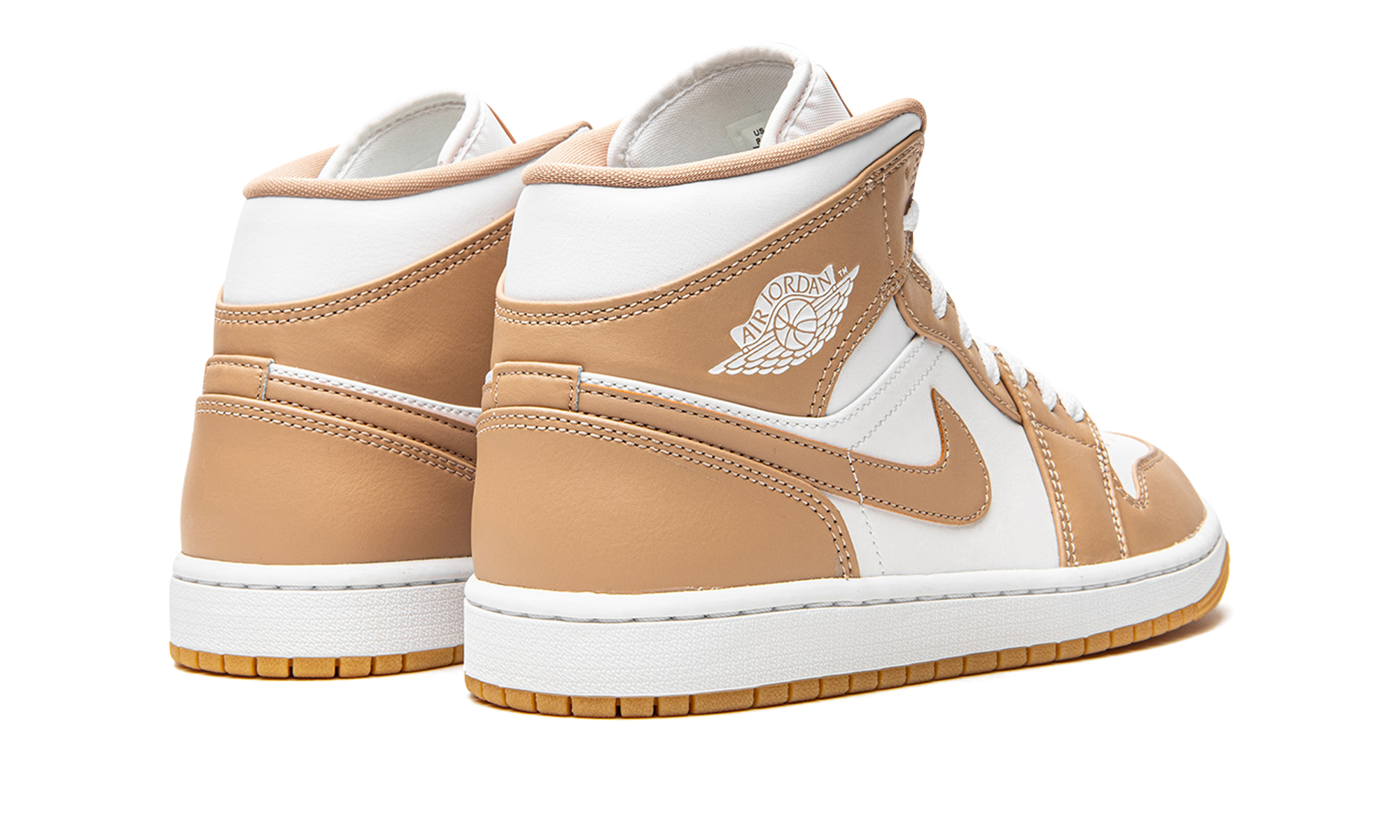 jordan 1 mid tan gum+554724-271+diagnol right behind view