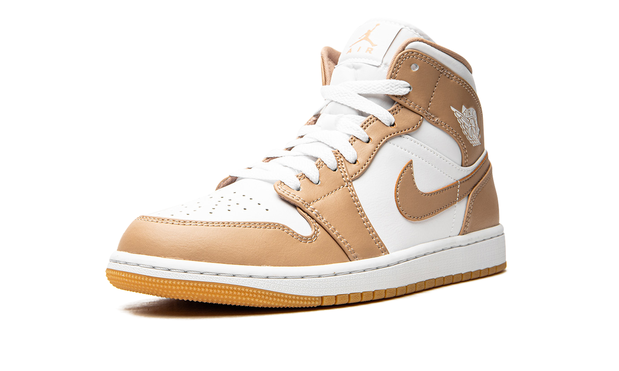 jordan 1 mid tan gum+554724-271+left diagnol single view