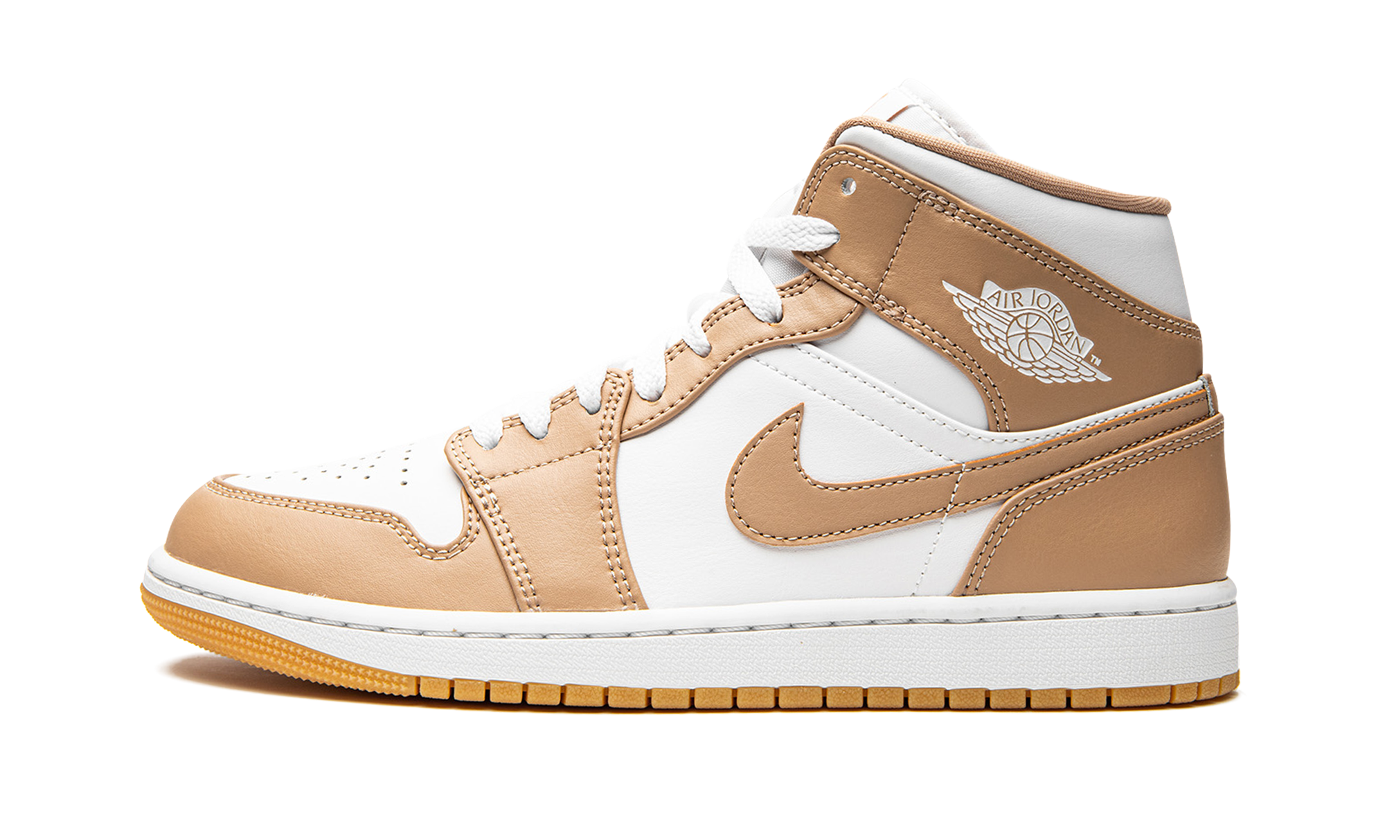 jordan 1 mid tan gum+554724-271+diagnol right view 1