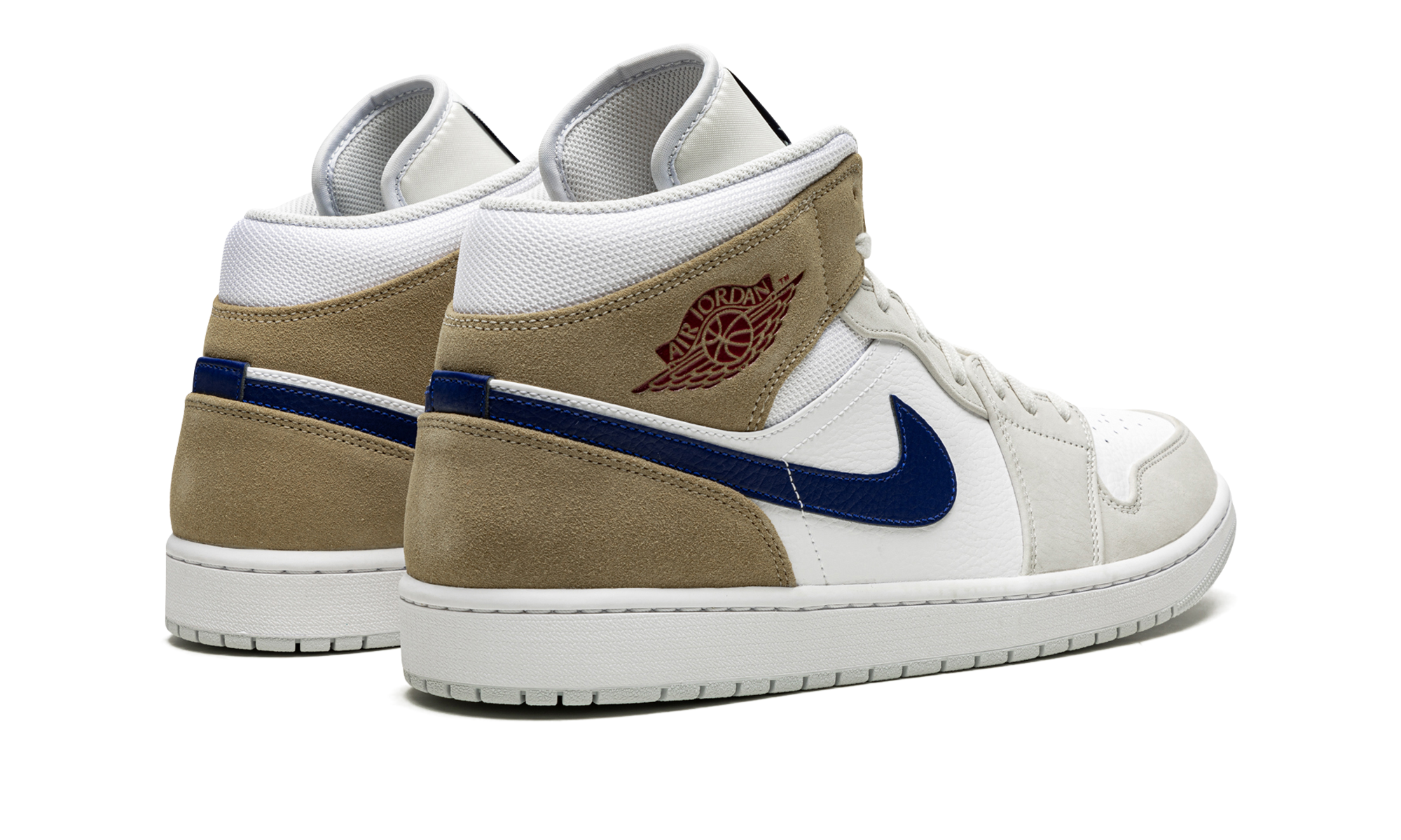 jordan 1 mid tan suede+DO6726-100+diagnol right behind view