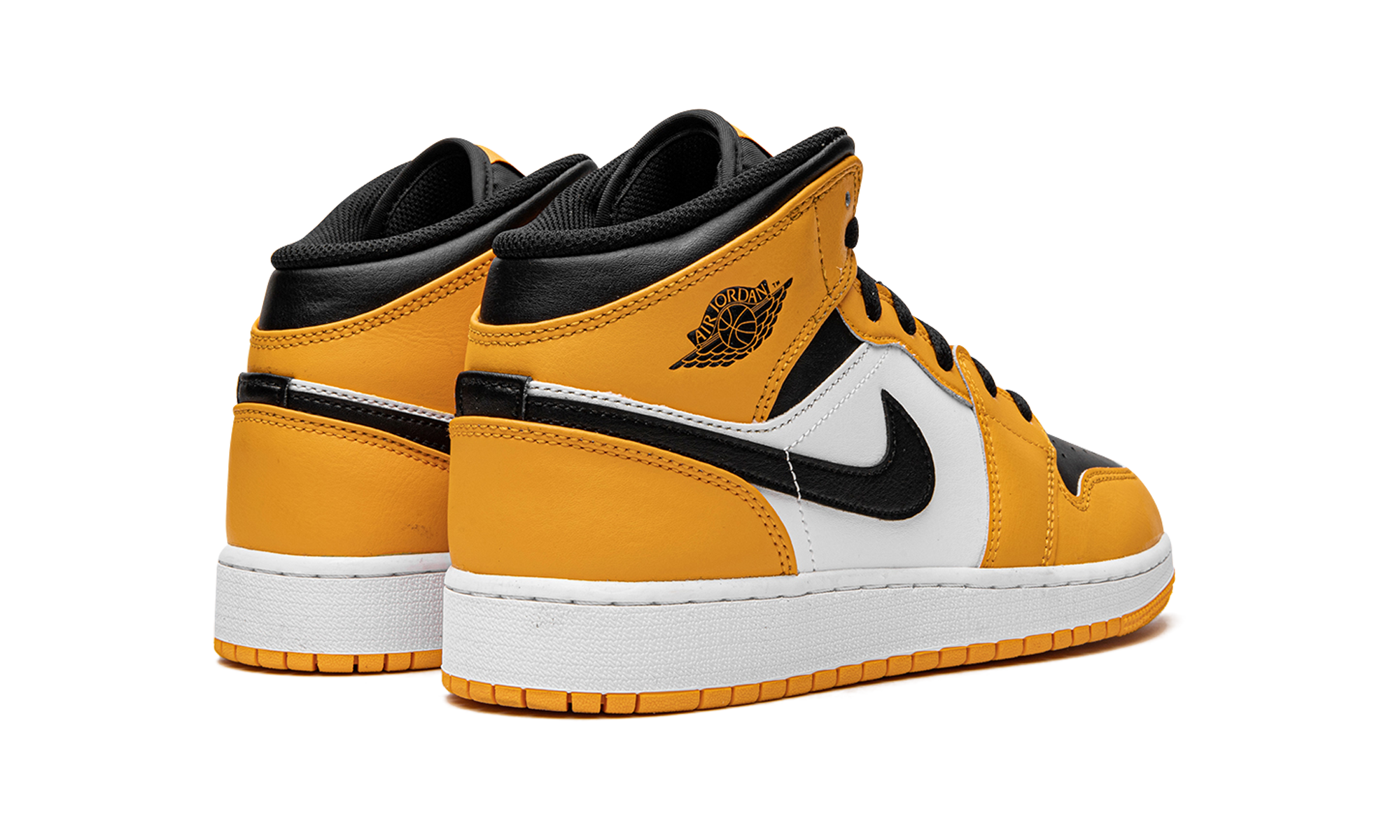jordan 1 mid taxi gs+554725-701+diagnol right behind view
