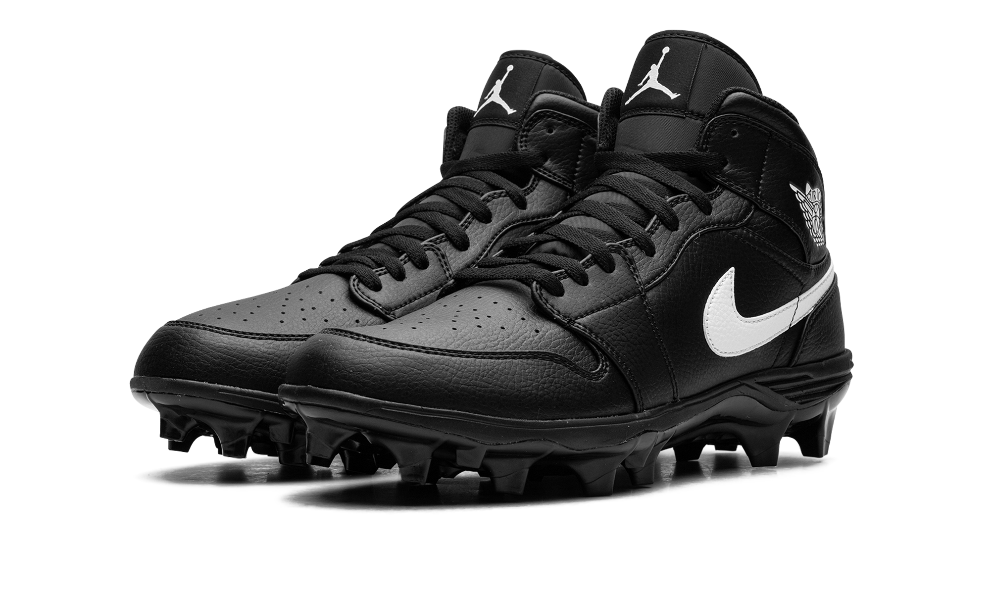 jordan 1 mid td cleat black white+FJ6805-001+diagnol left view