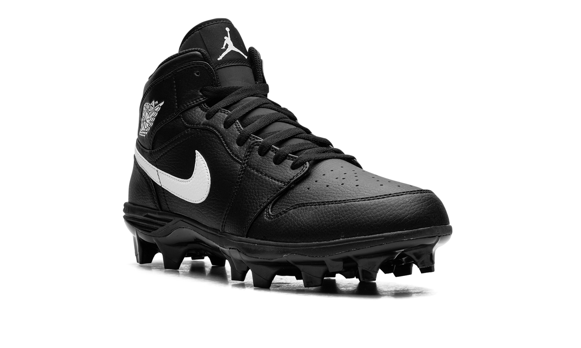 jordan 1 mid td cleat black white+FJ6805-001+diagnol right view