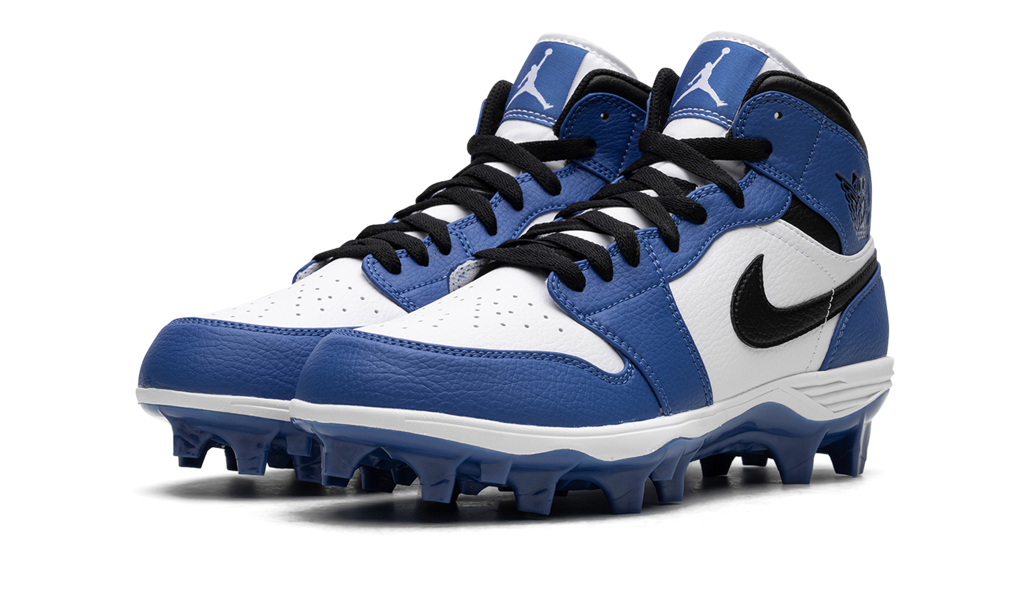 jordan 1 mid td cleat game royal+FJ6805-104+diagnol left view
