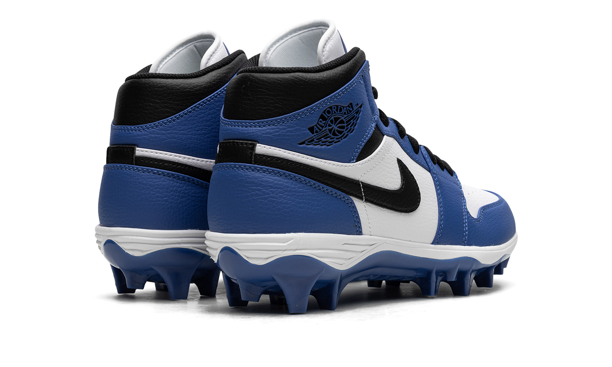 jordan 1 mid td cleat game royal+FJ6805-104+diagnol right behind view