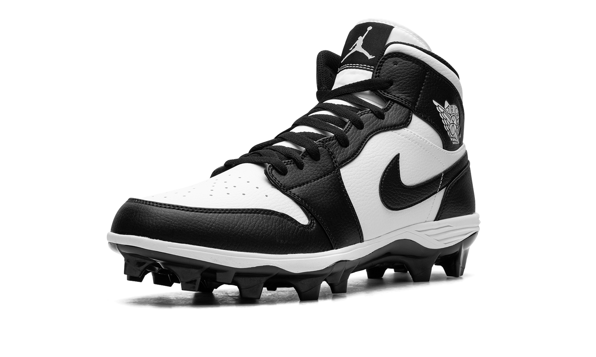 jordan 1 mid td cleat panda+FJ6805-100+left diagnol single view