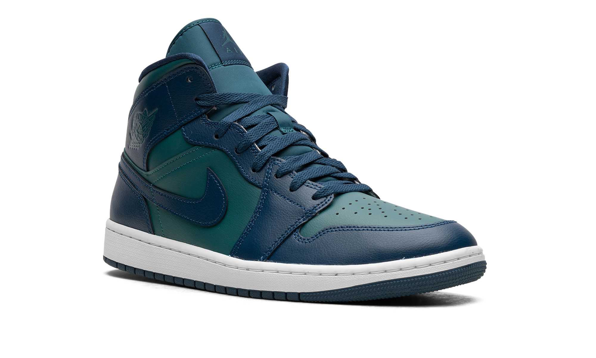 jordan 1 mid teal french blue women s+BQ6472-301+diagnol right view