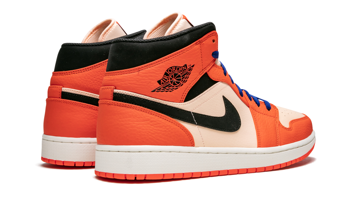 jordan 1 mid team orange black+852542-800+diagnol right behind view