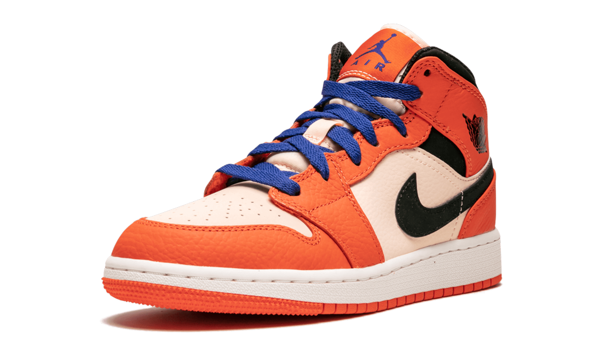 jordan 1 mid team orange black gs+BQ6931-800+left diagnol single view
